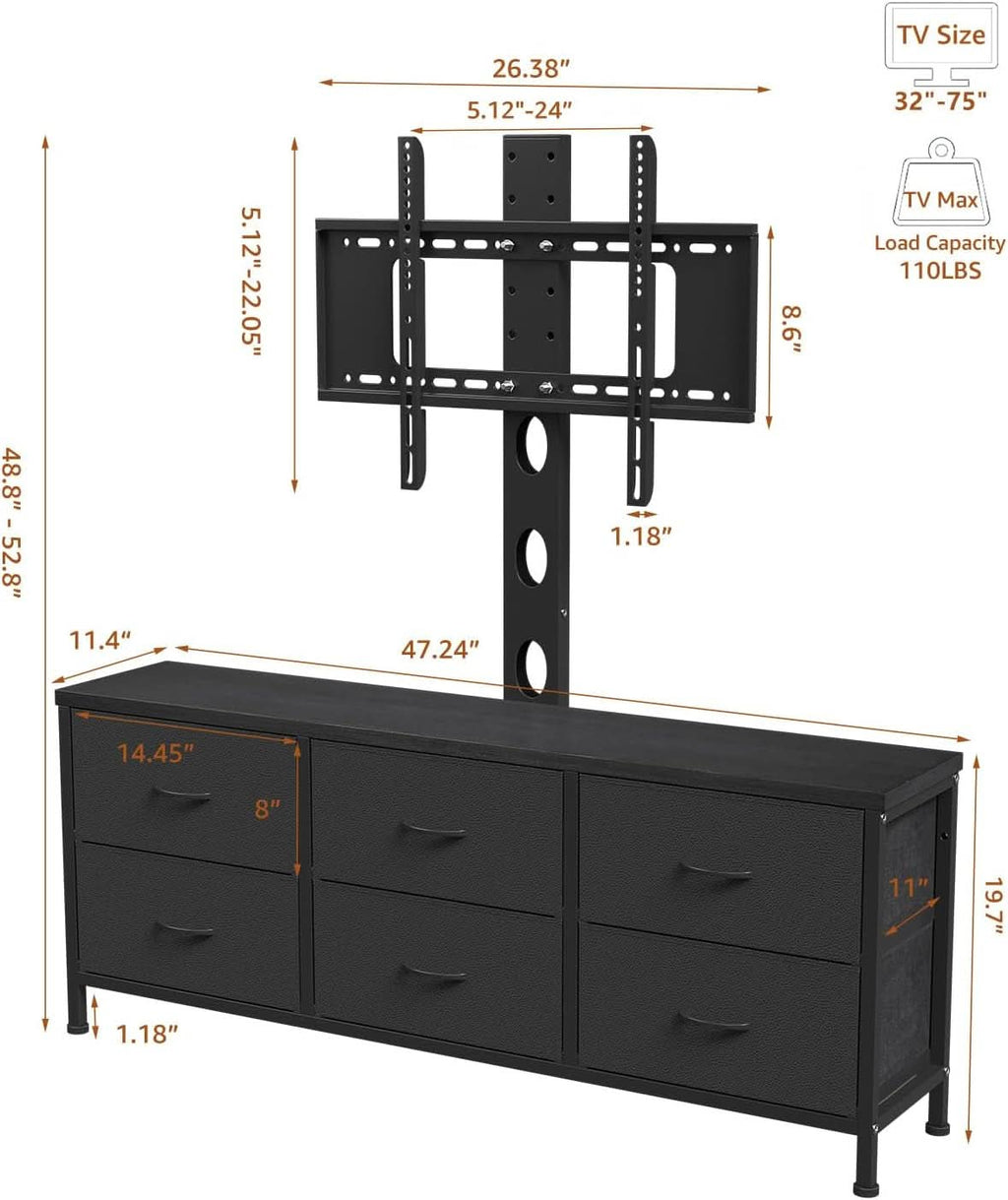 Black TV Entertainment Stand With Adjustable Mount-1