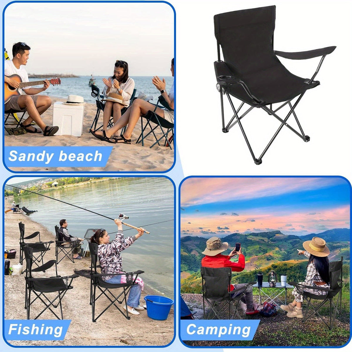 NNETM 4-Pack Portable Folding Camping Chairs – Lightweight Outdoor Chairs with Cup Holder & Carry Bag-3