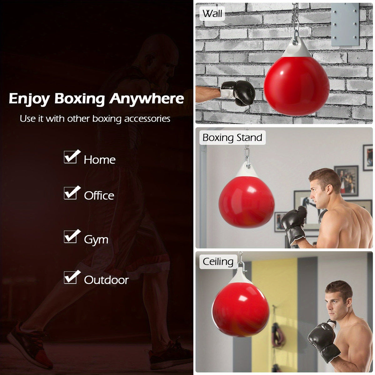 NNETM 50kg Heavy-Duty Water Punching Bag(Red)-4
