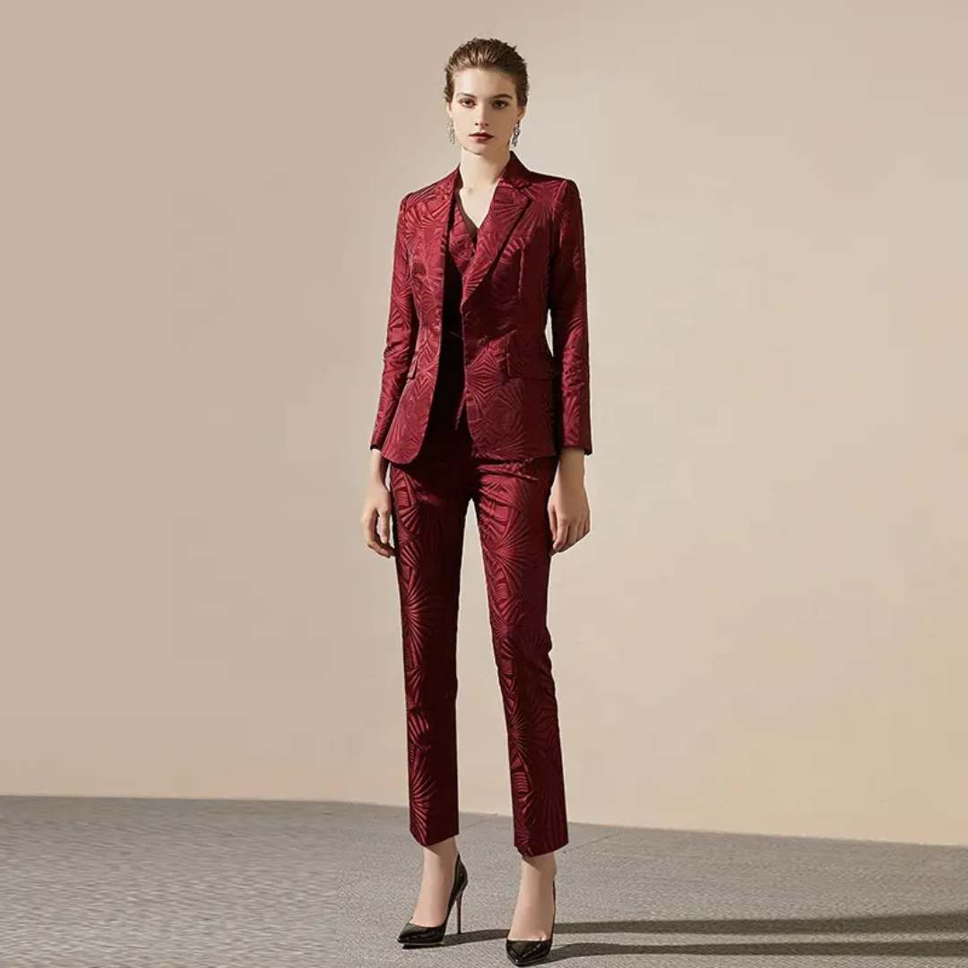 The royal-contrast double breasted pantsuit 3-piece (UK size 12)-2