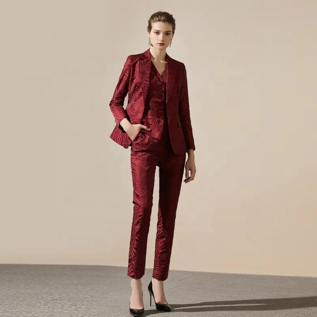The royal-contrast double breasted pantsuit 3-piece (UK size 12)-0