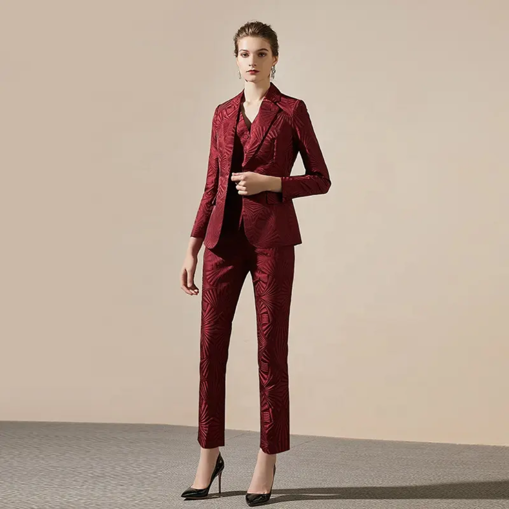 The royal-contrast double breasted pantsuit 3-piece (UK size 12)-3