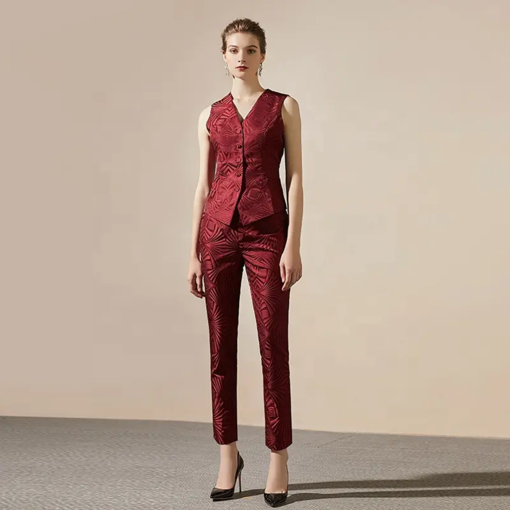 The royal-contrast double breasted pantsuit 3-piece (UK size 12)-4