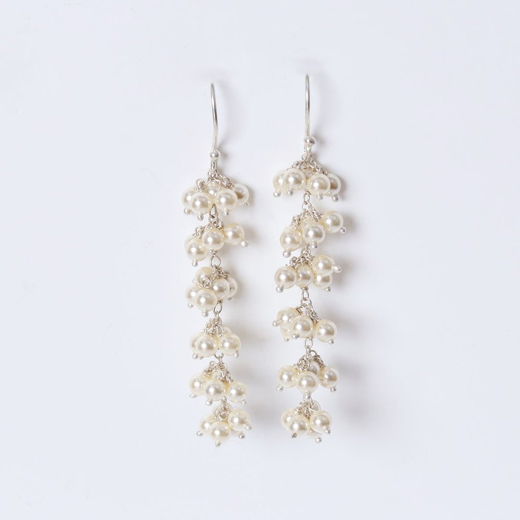 Long Pearl Bunch Earrings-0