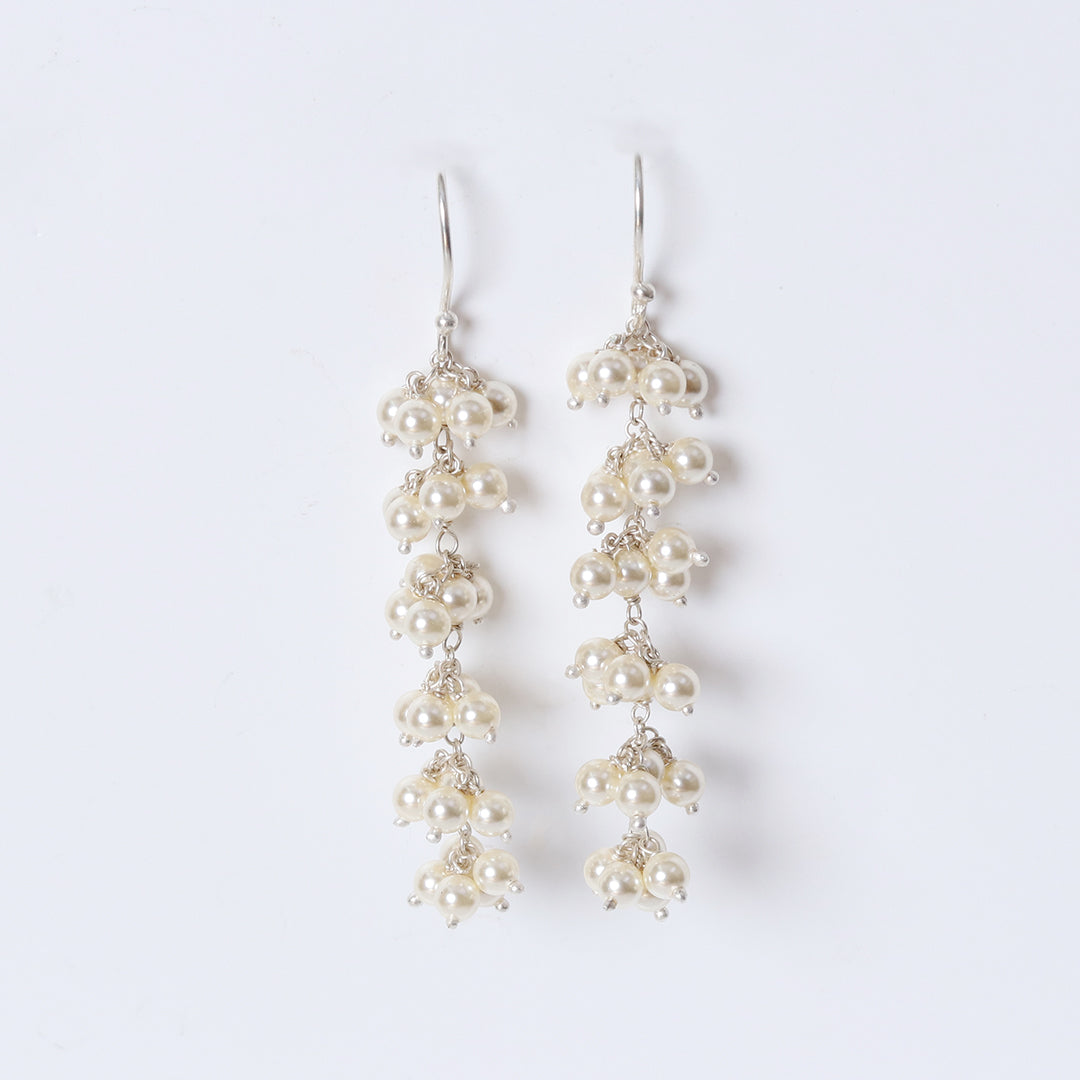 Long Pearl Bunch Earrings-0