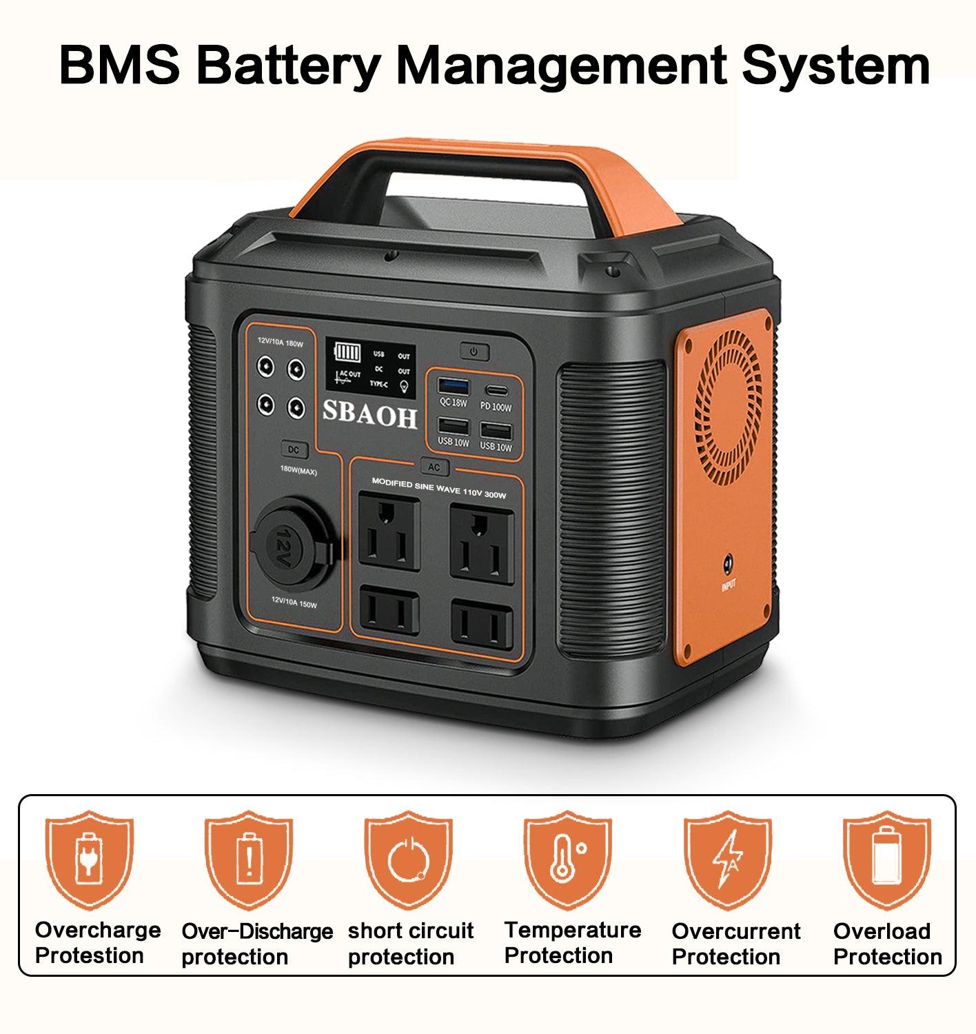 Portable Power Station P302,300W 296Wh Backup Lithium Battery,Solar Generator For Home-2