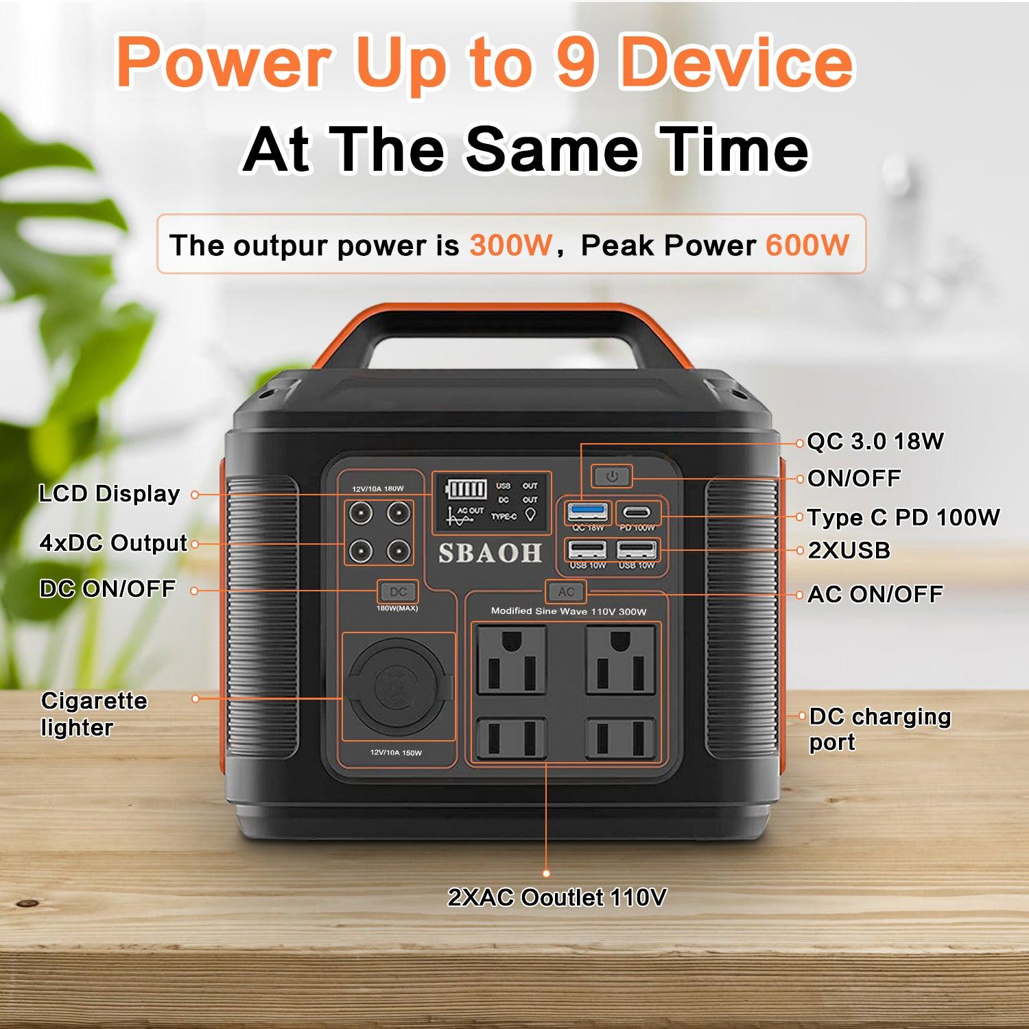 Portable Power Station P302,300W 296Wh Backup Lithium Battery,Solar Generator For Home-1