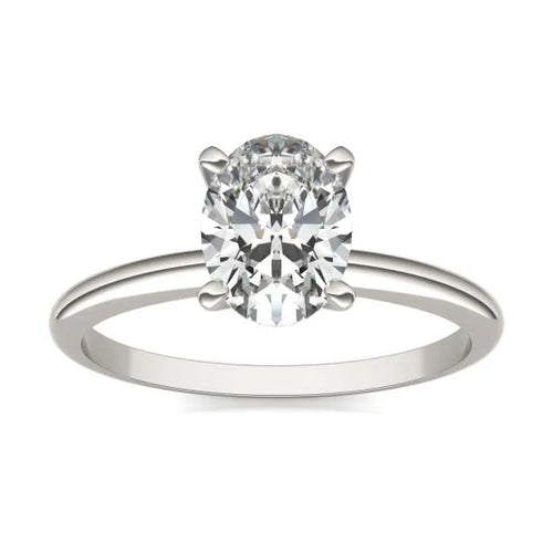 1 1/2 CTW Oval Lab Grown Diamond Solitaire Engagement Ring 14K White Gold-0