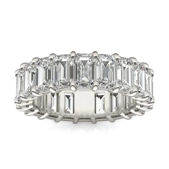 6 1/4 CTW Emerald Lab Grown Diamond Couture Classic Eternity Ring 14K White Gold (G-VS)-0