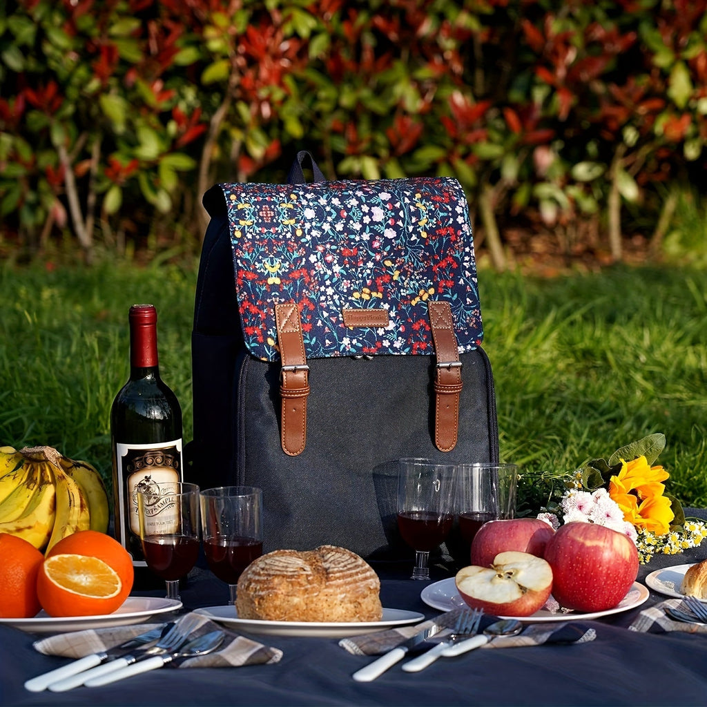 NNETM Insulated Picnic Backpack Set for 4 with Blanket-3