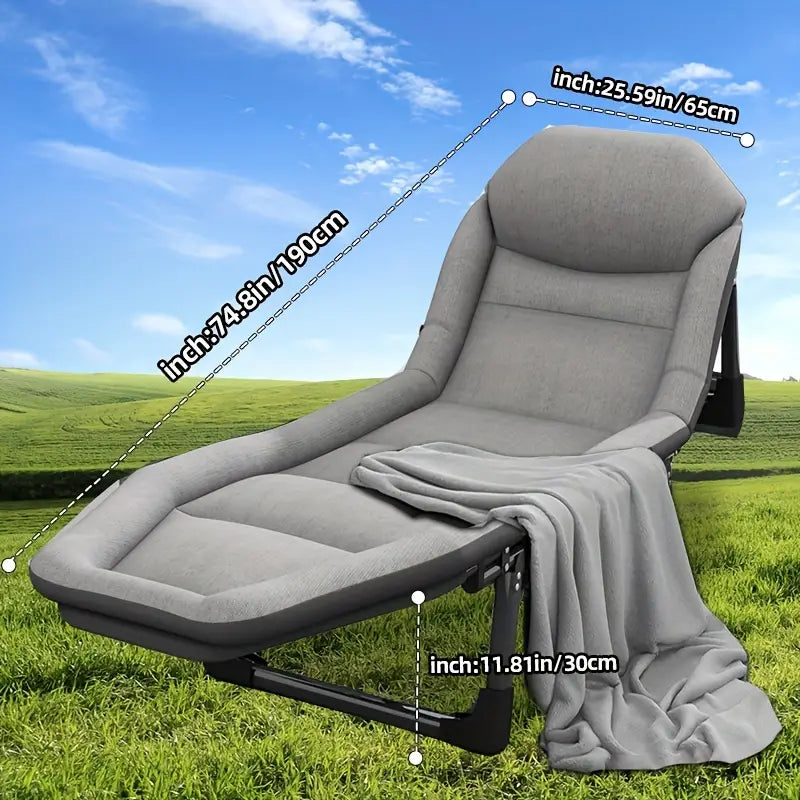 NNETM Portable Folding Bed: Single, Free Installation, Ideal for Camping - Gray-1