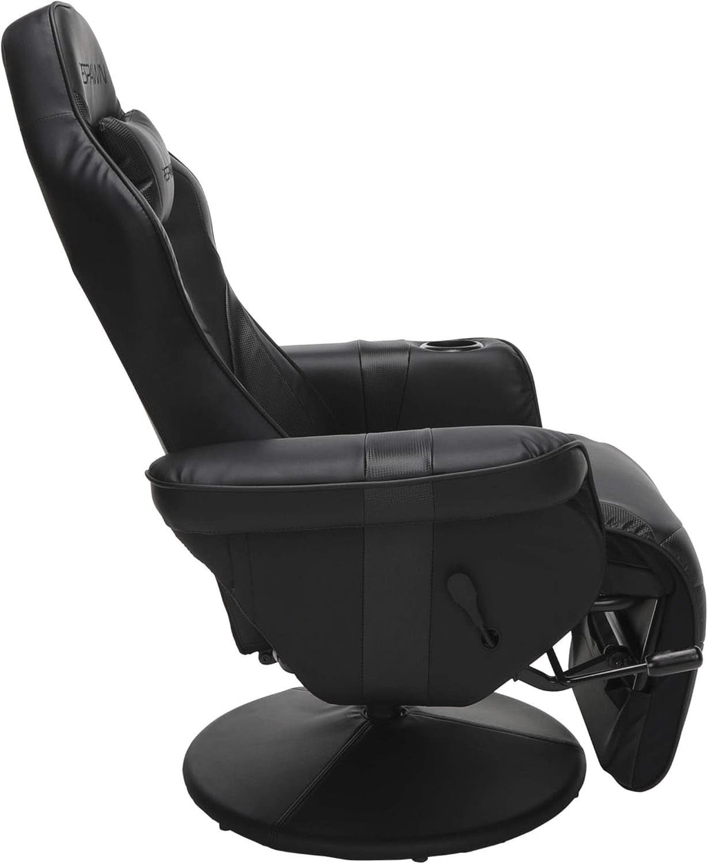 900 Gaming Recliner Black With Adjustable Leg Rest Cupholder-4