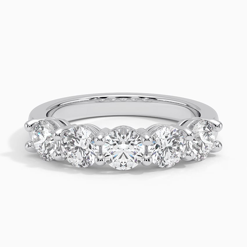 AGI Certified 1.00 CTW Round Lab Grown Diamond Five Stone Eternity Band Ring in 14K Gold Over .925 Sterling-0