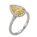 AGI Certified 2.50 CTW Fancy Yellow Pear Cut Lab Grown Diamond Halo Engagement Ring in 14K White Gold-0