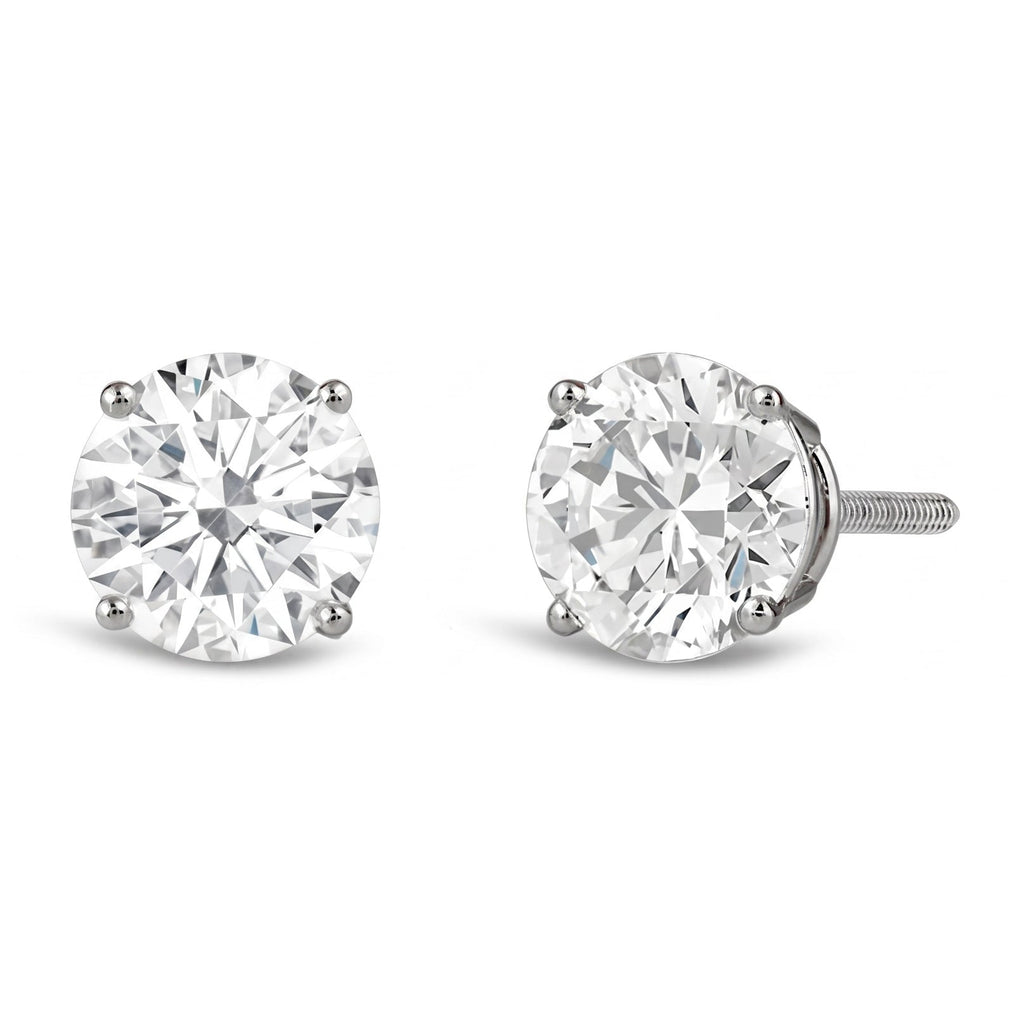 AGI Certified 2.50 CTW Lab Grown Diamond Screw Back Stud Earrings in 14K White Gold-0