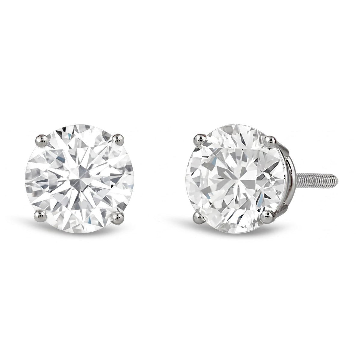 AGI Certified 2.50 CTW Lab Grown Diamond Screw Back Stud Earrings in 14K White Gold-0