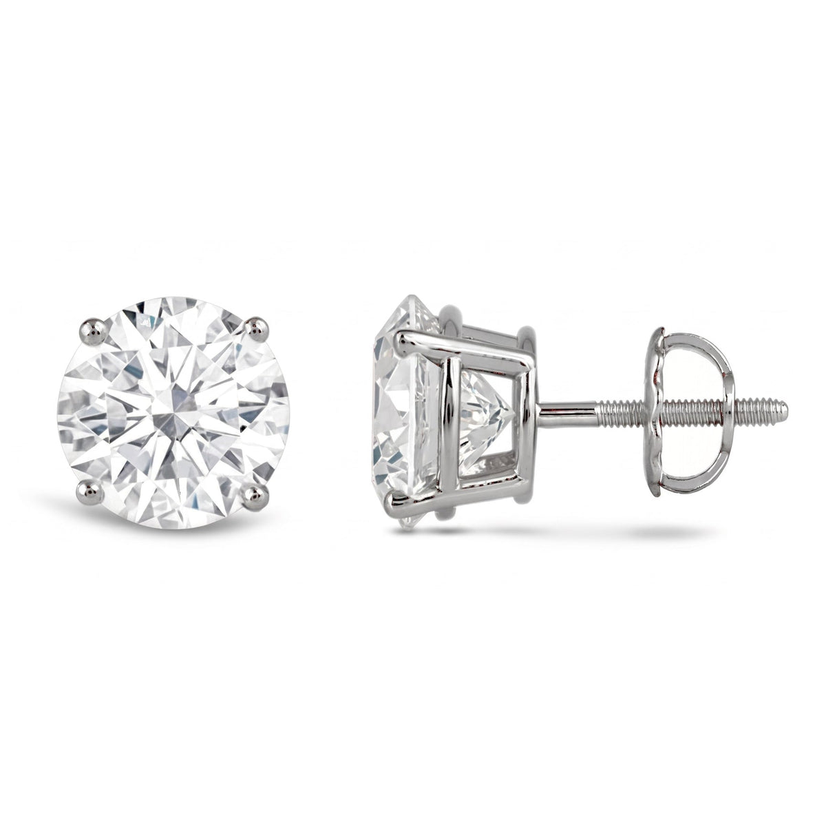 AGI Certified 2.50 CTW Lab Grown Diamond Screw Back Stud Earrings in 14K White Gold-1