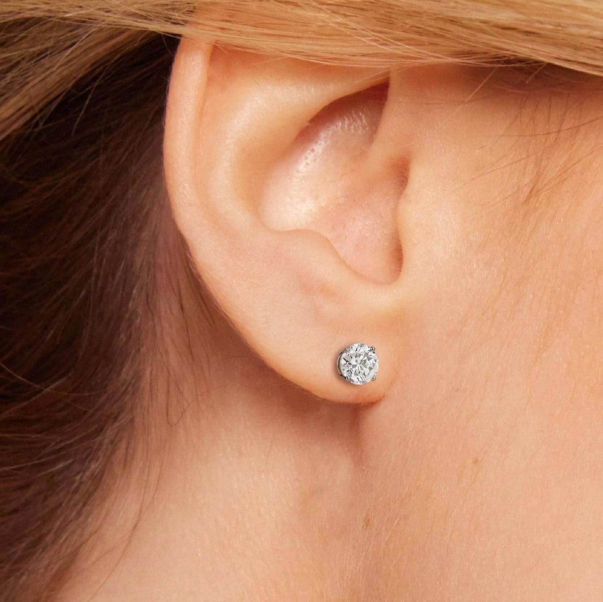 AGI Certified 2.50 CTW Lab Grown Diamond Screw Back Stud Earrings in 14K White Gold-2