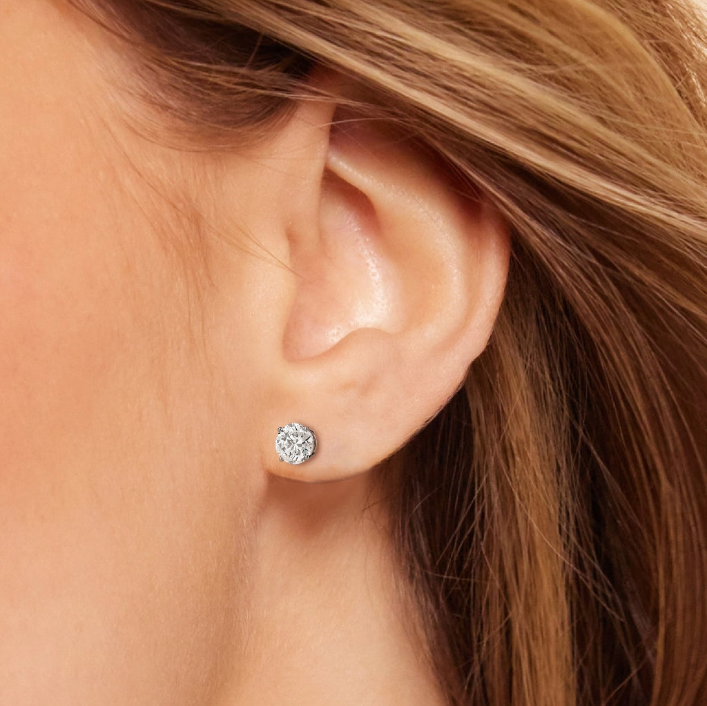 AGI Certified 2.50 CTW Lab Grown Diamond Screw Back Stud Earrings in 14K White Gold-3