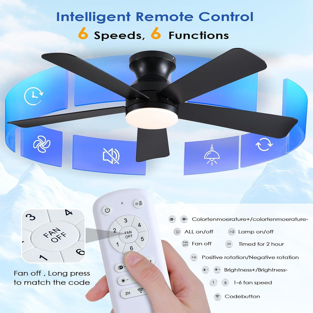 46-Inch-Black-Ceiling-Fan-With-Dimmable LED-Remote-Memory-4