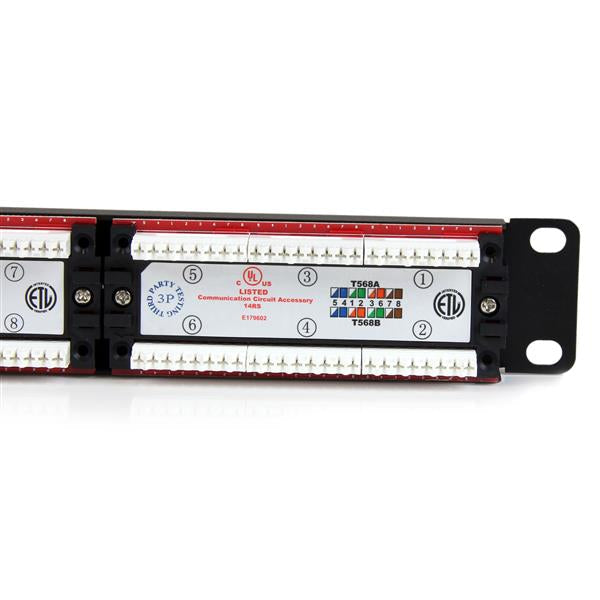 Star Tech 24 Port 1U Rackmount Cat 6 110 Patch Panel
