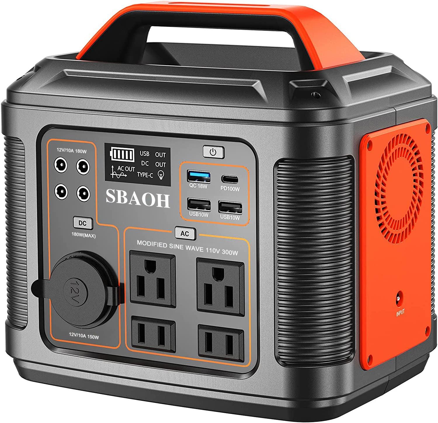 Portable Power Station P302,300W 296Wh Backup Lithium Battery,Solar Generator For Home-5