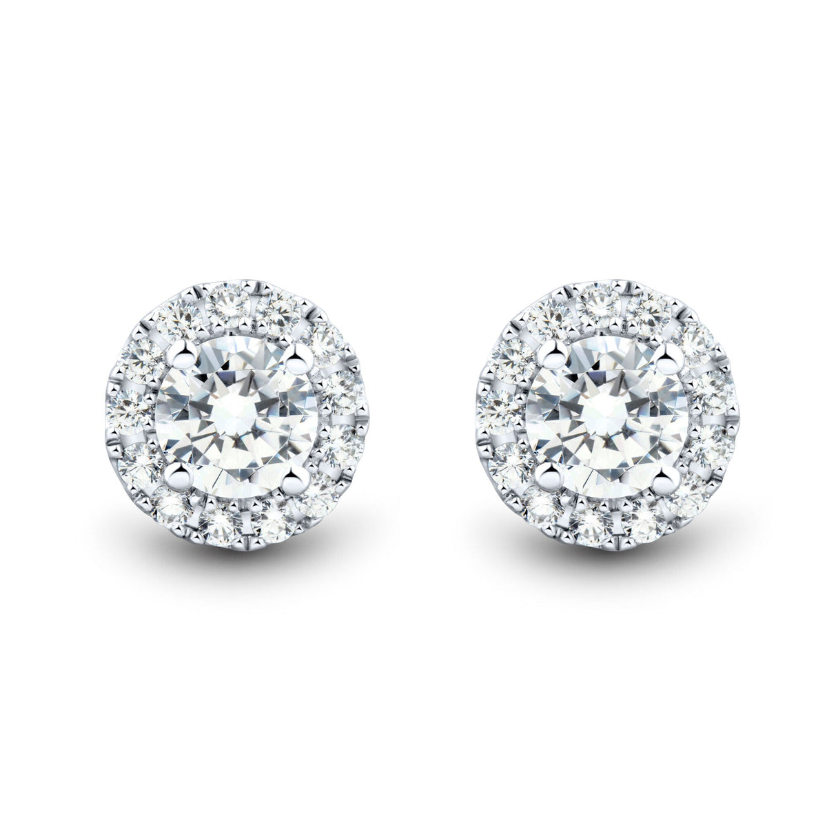 2 CTW AGI Certified Lab Grown Diamond Halo Earrings in 14K White Gold-2