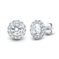 2 CTW AGI Certified Lab Grown Diamond Halo Earrings in 14K White Gold-0
