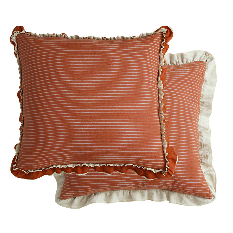 Cotton Sand-Washed Lotus Leaf Lace Sofa Pillow Cushion