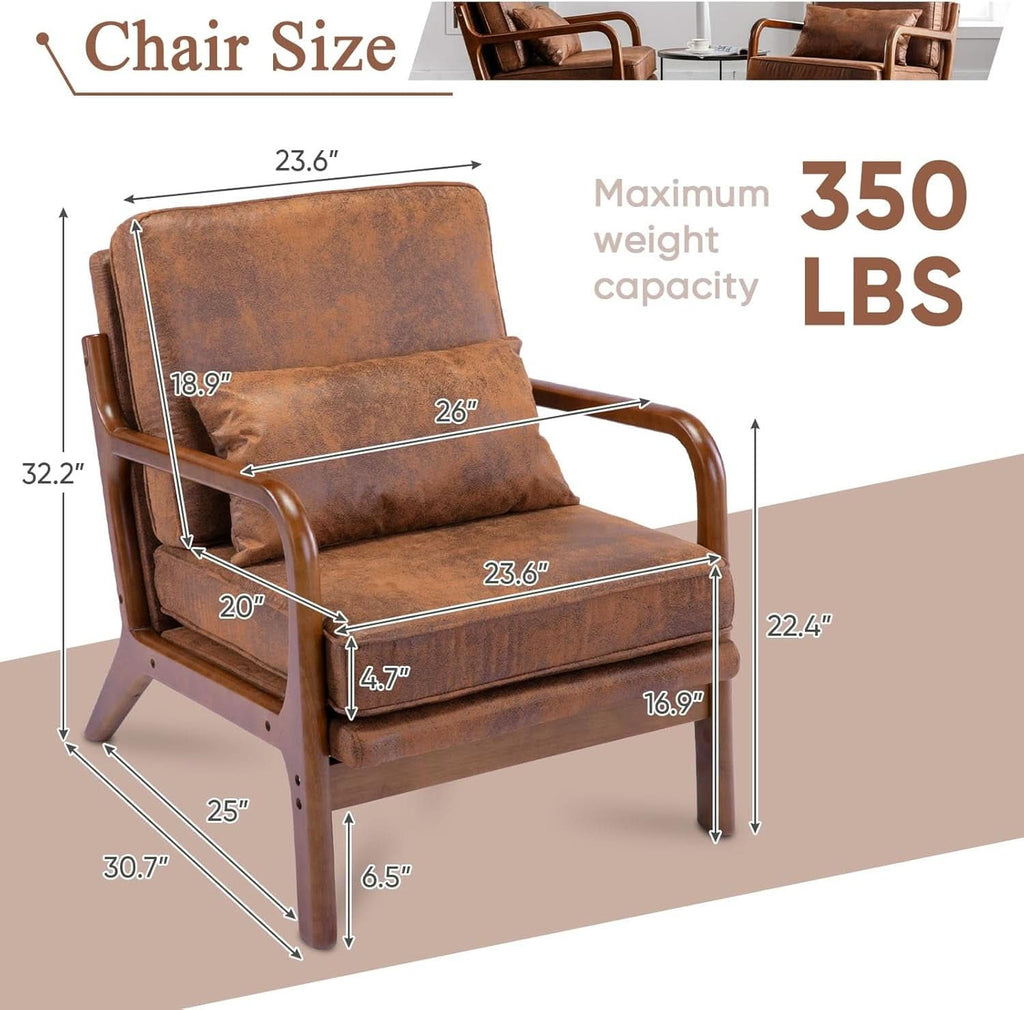 Brown Microfiber Midcentury Modern Accent Chair Set-1