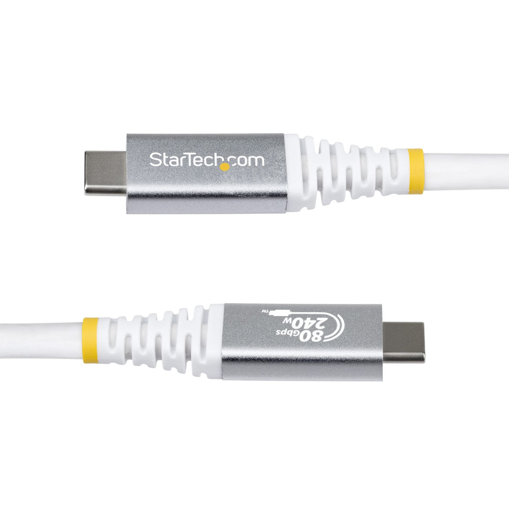 Star Tech 1.5m (5ft) USB4 Cable, 80Gbps, USB-IF Certified USB-C Cable, 240W PD, 8K 120Hz/4K 240Hz DP2.1 DP80, TPE Jacket, Thunderbolt 4 Compatible - White USB-C Cord