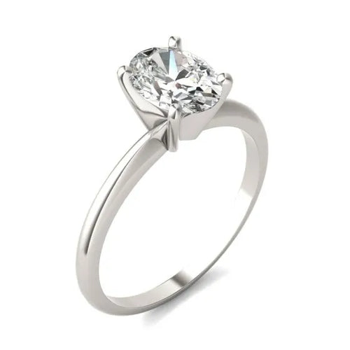 1 1/2 CTW Oval Lab Grown Diamond Solitaire Engagement Ring 14K White Gold-1