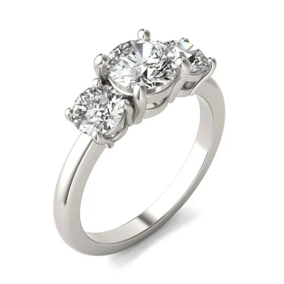 1.00 CTW Round Lab-Grown Diamond G/VS Three-Stone Engagement Ring in 14K White Gold Over Sterling Silver-2