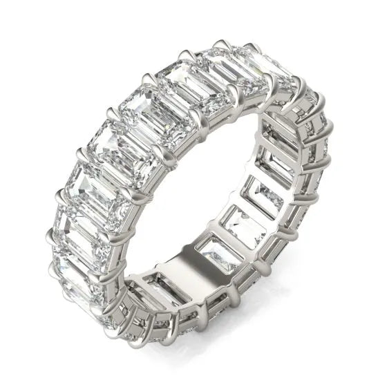 6 1/4 CTW Emerald Lab Grown Diamond Couture Classic Eternity Ring 14K White Gold (G-VS)-1