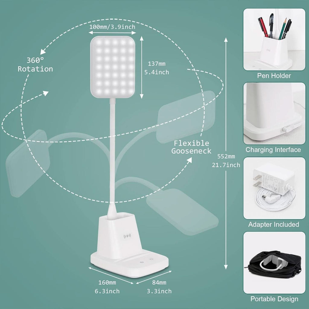 LED Desk Lamp With Wireless Charger White 800 Lumen-4