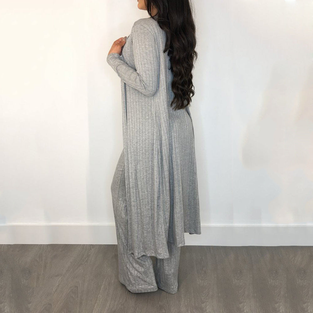 Fashionable Autumn Winter Striped Long Sleeve Set
