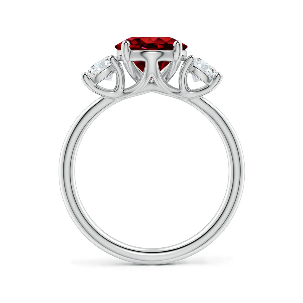2.00CTW Lab-Grown Oval Ruby & Diamond Three-Stone Engagement Ring in 14K Gold Over Sterling Silver-1