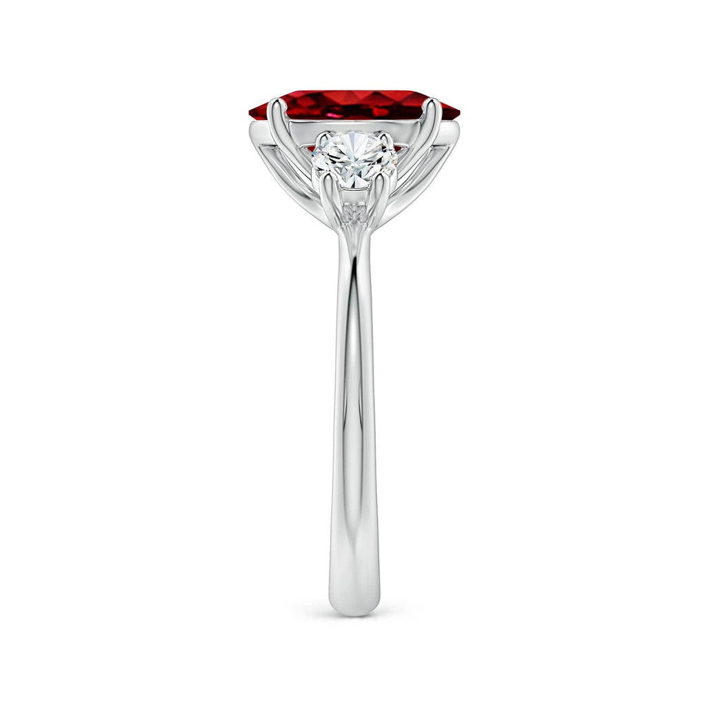 2.00CTW Lab-Grown Oval Ruby & Diamond Three-Stone Engagement Ring in 14K Gold Over Sterling Silver-2