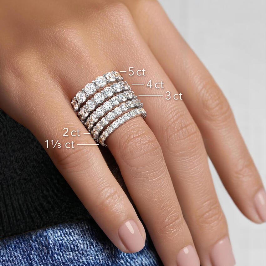 2.00 CTW Round Lab Grown Diamond Eternity Band 18kt Gold over Sterling-4