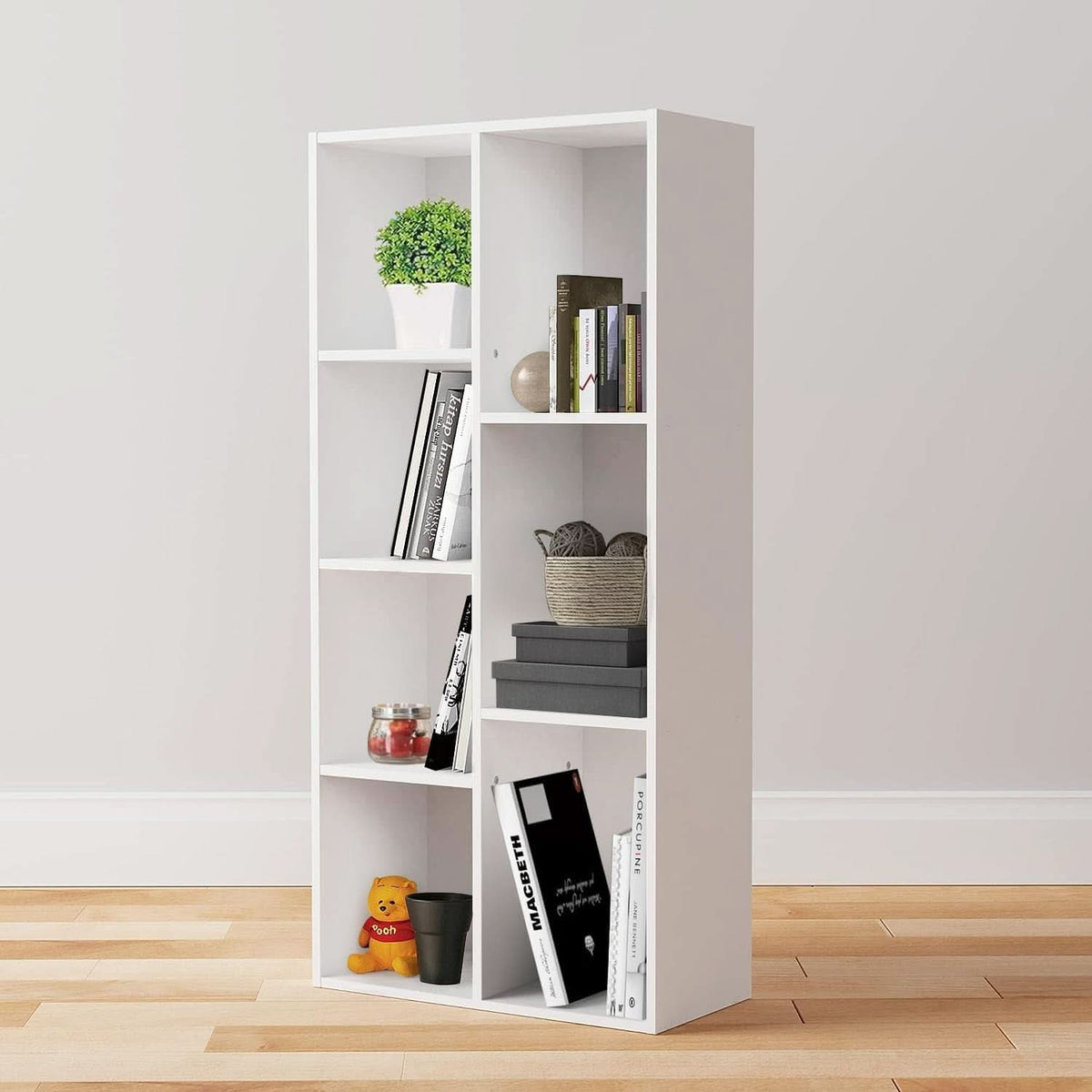 White 7 Cube Organizer Bookcase Storage Shelves Unit-1
