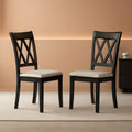 Windvale Black Cross Back Fabric Upholstered Dining Chair Set Of 2-0