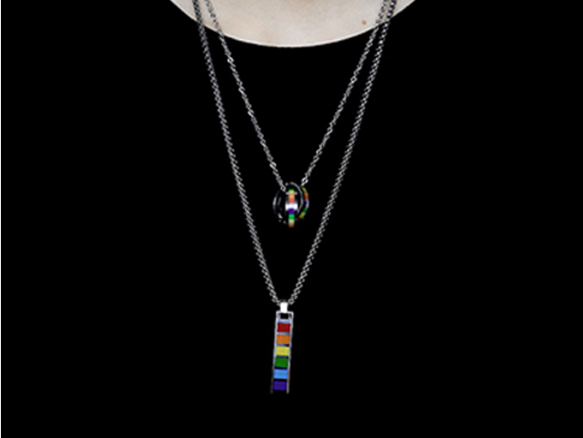 Rainbow Pride Couple Necklace in Titanium Steel