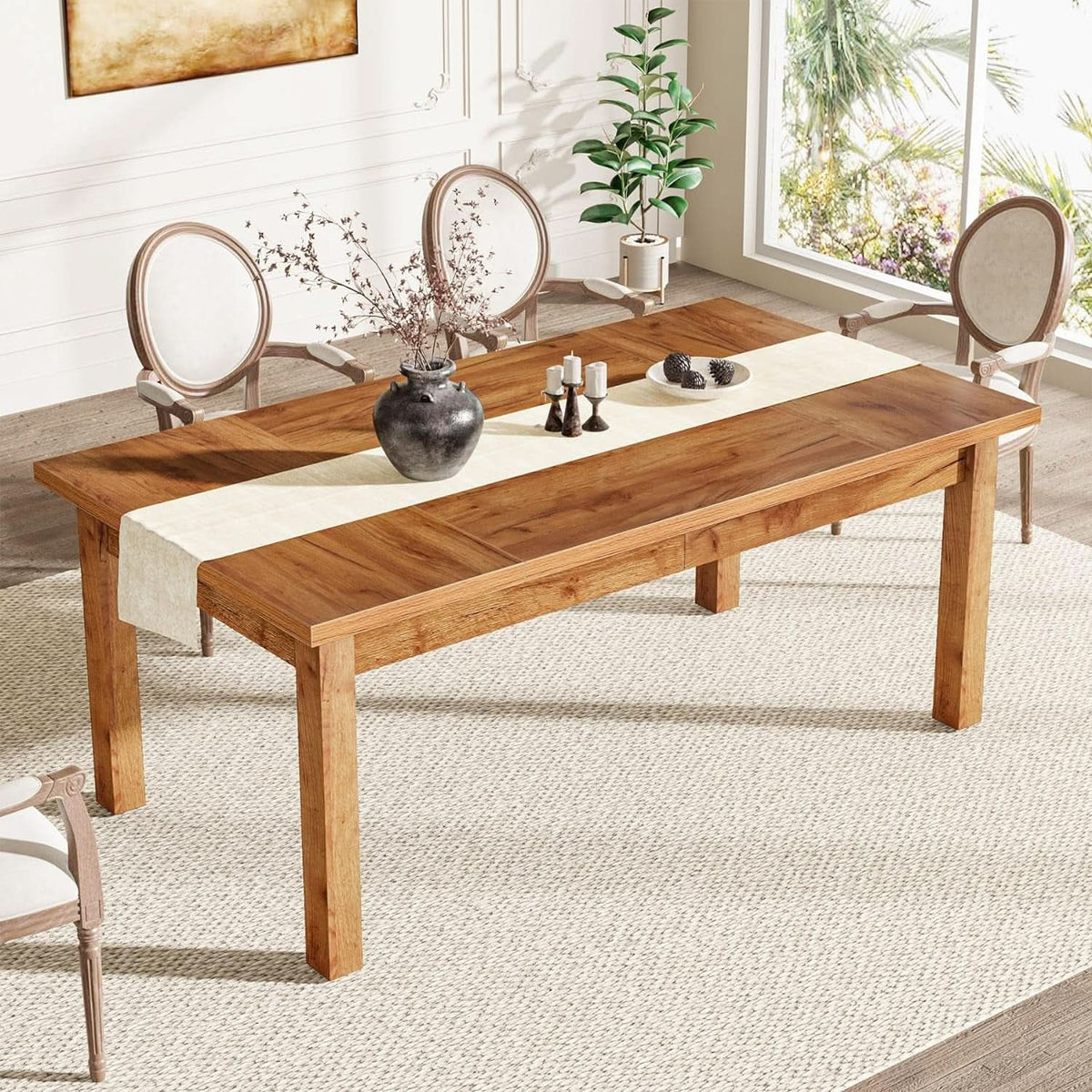 70.87 Inch Wood Dining Table Farmhouse Thickened Legs-1
