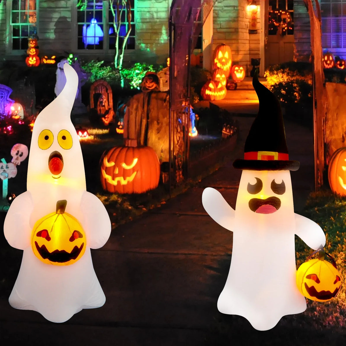 NNEOBA Giant Inflatable Ghost Halloween Yard Decoration (4 ft)-1