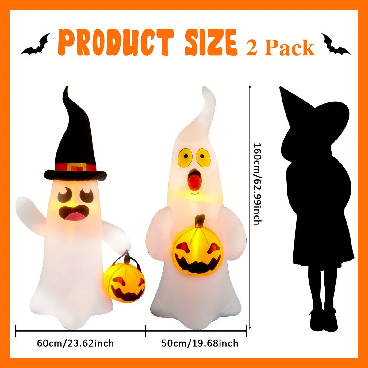 NNEOBA Giant Inflatable Ghost Halloween Yard Decoration (4 ft)-2