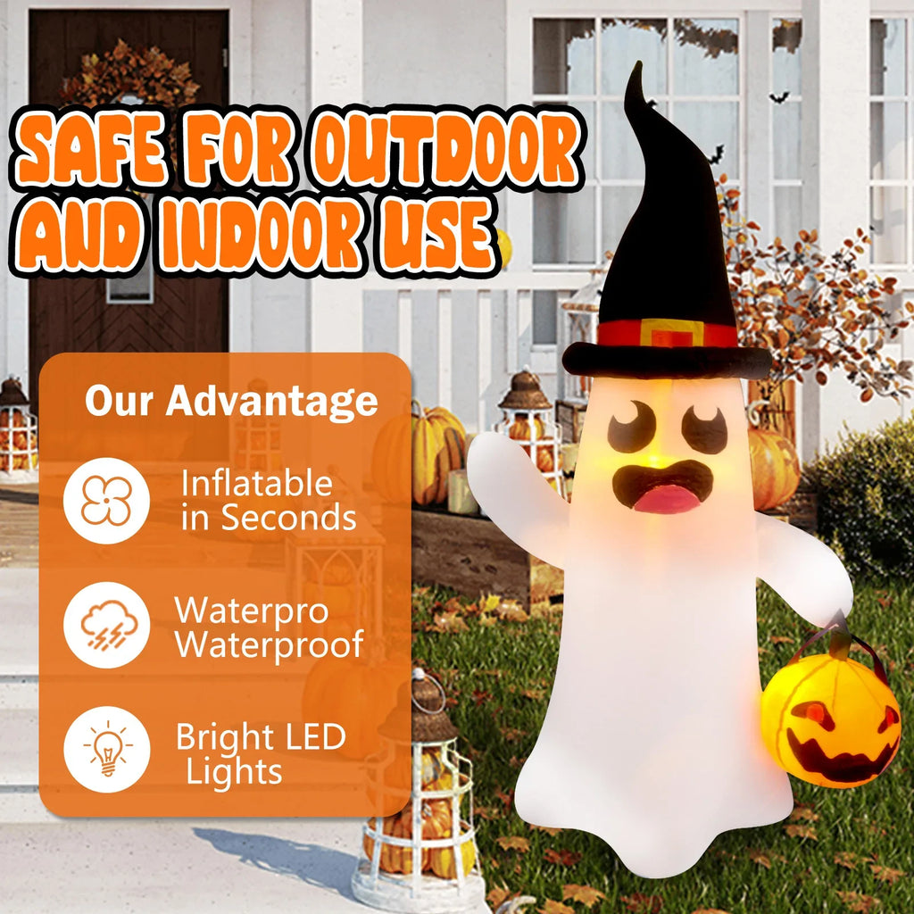NNEOBA Giant Inflatable Ghost Halloween Yard Decoration (4 ft)-4