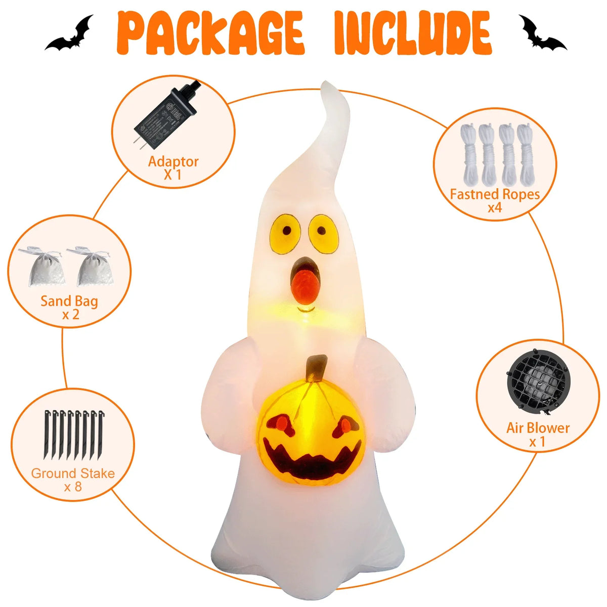 NNEOBA Giant Inflatable Ghost Halloween Yard Decoration (4 ft)-3