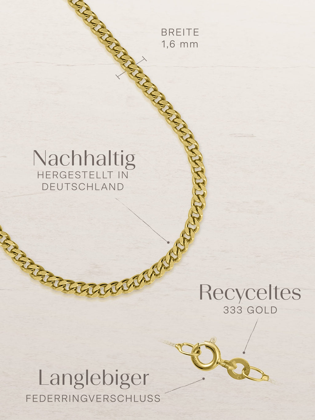 Panzerkette TIMELESS Dezent 8k Gold