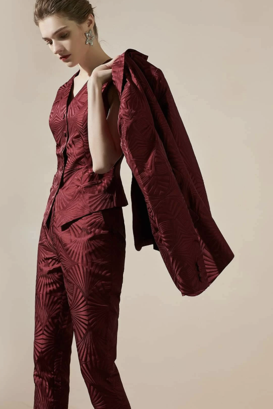 The royal-contrast double breasted pantsuit 3-piece (UK size 12)-1