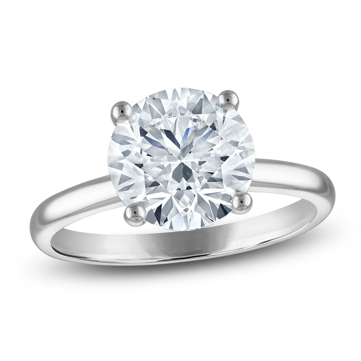 3.50 CTW Round Lab-Grown Diamond Solitaire Engagement Ring in 14K White Gold (F/VS, AGI Certified)-0
